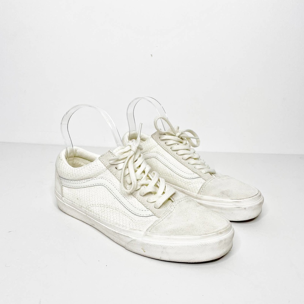 Vans Old Skool Marshmallow White Woven Checkerboard Skate Shoes Womens US 8